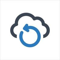 icône de nuage de sauvegarde - illustration vectorielle . sauvegarde, cloud, données, récupération, stockage, synchronisation, restauration, actualisation, mise à jour, réseau, serveur, ligne, contour, icônes. vecteur