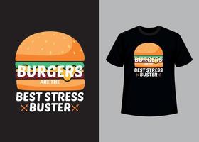 modèle de conception de t-shirt imprimable burger. conception de t-shirt burger, t-shirt, nourriture et t-shirt vecteur