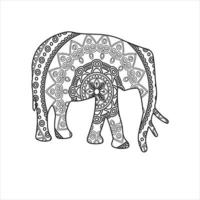 coloriage d'éléphant de mandala pour enfants et adultes vecteur