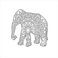 coloriage d'éléphant de mandala pour enfants et adultes vecteur