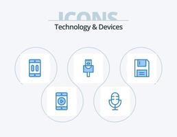 appareils bleu icône pack 5 conception d'icônes. électronique. dispositifs. téléphone portable. Ethernet. pause vecteur