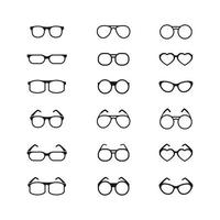 icônes de lunettes noires sur fond blanc vecteur