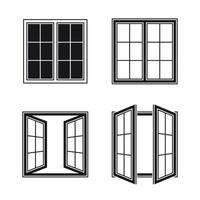 fenêtre, icônes noires sur fond blanc vecteur