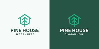 minime et simple maison de pin logo vecteur icône logo vectoriel avec maison biologique, illustration de conception de forêt de chalet