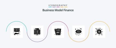 financez le pack d'icônes glyphe 5, y compris le marché. Entreprise. le prix. rapport de référencement. référencement vecteur