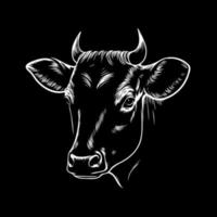 symbole de style lineart minimaliste avec tête d'animal de vache vecteur