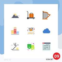 pack de lignes vectorielles modifiables de 9 couleurs plates simples de l'éducation cinématographique harpe première place piédestal éléments de conception vectoriels modifiables vecteur