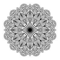 page de coloriage floral de mandala pour la relaxation des adultes, page de coloriage de mandala noir et blanc dessiné à la main dessin au trait doodle décrit, mandala adulte pour l'intérieur de la page de coloriage vecteur