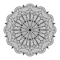 page de coloriage floral de mandala pour la relaxation des adultes, page de coloriage de mandala noir et blanc dessiné à la main dessin au trait doodle décrit, mandala adulte pour l'intérieur de la page de coloriage vecteur