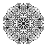 page de coloriage floral de mandala pour la relaxation des adultes, page de coloriage de mandala noir et blanc dessiné à la main dessin au trait doodle décrit, mandala adulte pour l'intérieur de la page de coloriage vecteur