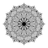 page de coloriage floral de mandala pour la relaxation des adultes, page de coloriage de mandala noir et blanc dessiné à la main dessin au trait doodle décrit, mandala adulte pour l'intérieur de la page de coloriage vecteur