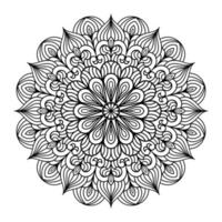 page de coloriage floral de mandala pour la relaxation des adultes, page de coloriage de mandala noir et blanc dessiné à la main dessin au trait doodle décrit, mandala adulte pour l'intérieur de la page de coloriage vecteur