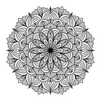 page de coloriage floral de mandala pour la relaxation des adultes, page de coloriage de mandala noir et blanc dessiné à la main dessin au trait doodle décrit, mandala adulte pour l'intérieur de la page de coloriage vecteur