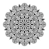 page de coloriage floral de mandala pour la relaxation des adultes, page de coloriage de mandala noir et blanc dessiné à la main dessin au trait doodle décrit, mandala adulte pour l'intérieur de la page de coloriage vecteur