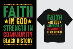 foi en la force de dieu dans la conception de t-shirt du mois de l'histoire des noirs de la communauté vecteur