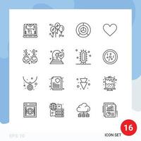 pack d'icônes vectorielles stock de 16 signes et symboles de ligne pour le signe de livraison de mariage d'or amour éléments de conception vectoriels modifiables vecteur
