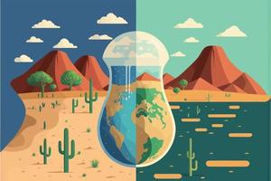un désert présentant une rareté des ressources en eau vecteur