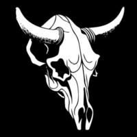 symbole de style lineart minimaliste avec crâne de tête d'animal de vache vecteur