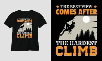 concept de conception de t-shirt d'escalade. conçu avec la montagne, la silhouette, les arbres et le style vintage. vecteur