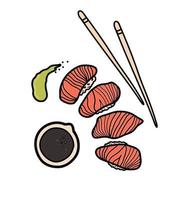 illustration de sashimis. nourriture japonaise. vecteur