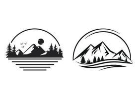 nature de montagne avec des arbres vintage logo concept société timbre isolé vecteur