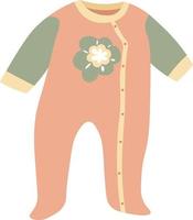 vêtements de corps pour nouveau-nés, costume une pièce isolé avec fleur décorative en fleurs. vêtements pour fille, costumes pour enfants pour dormir, pyjamas confortables en textile. vecteur dans un style plat