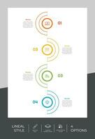 conception de vecteur infographique d'option de cercle avec 4 options de style coloré à des fins de présentation. L'infographie d'option de ligne peut être utilisée pour les affaires et le marketing