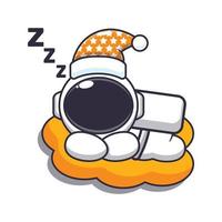 illustration de vecteur de dessin animé mignon astronaute sommeil. illustration de dessin animé de vecteur adaptée à l'affiche, à la brochure, au web, à la mascotte, à l'autocollant, au logo et à l'icône.