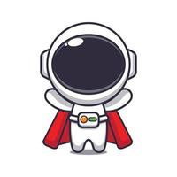 illustration de vecteur de dessin animé mignon super astronaute. illustration de dessin animé de vecteur adaptée à l'affiche, à la brochure, au web, à la mascotte, à l'autocollant, au logo et à l'icône.