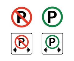 aucun signe d'interdiction de stationnement et signe de stationnement autorisé vecteur