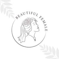 élément floral boho botanique logo d'art en ligne dessiné à la main avec des fleurs et des feuilles sauvages. logo pour spa et salon de beauté, boutique, magasin bio, cosmétique, yoga, intérieur, photographie, boutique bébé, mariage. vecteur