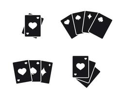 icônes de cartes de jeu noires sur fond blanc vecteur