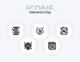 pack d'icônes remplies de ligne de saint valentin 5 conception d'icônes. l'amour. oiseau. l'amour. femme. romance vecteur