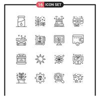 16 contours vectoriels thématiques et symboles modifiables d'interfaces de crime d'ambulance médicale connexion éléments de conception vectoriels modifiables vecteur