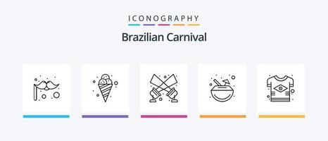 pack d'icônes de la ligne 5 du carnaval brésilien, y compris la carte. Brésil. cinéma. Couleur. nuage. conception d'icônes créatives vecteur
