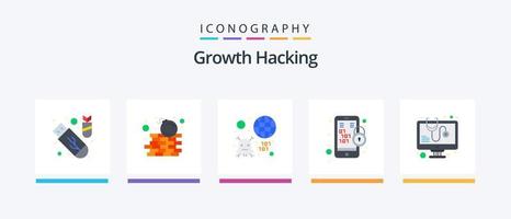 piratage pack d'icônes plat 5, y compris diagnostiqué. serrure. punaise. chiffrement. virus. conception d'icônes créatives vecteur