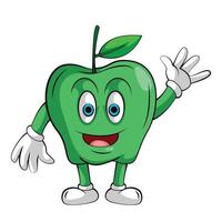 sourire pomme verte mascotte vecteur