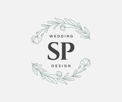 sp initiales lettre mariage monogramme logos collection, modèles minimalistes et floraux modernes dessinés à la main pour cartes d'invitation, réservez la date, identité élégante pour restaurant, boutique, café en image vectorielle vecteur