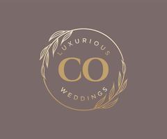 co initiales lettre mariage monogramme logos modèle, modèles minimalistes et floraux modernes dessinés à la main pour cartes d'invitation, réservez la date, identité élégante. vecteur