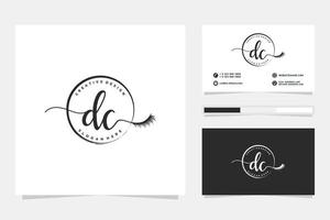 collections initiales de logo féminin dc et modèle de carte de visite vecteur premium