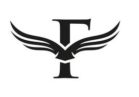 logo d'aile lettre f pour le transport, le fret, le modèle vectoriel de logotype de transport