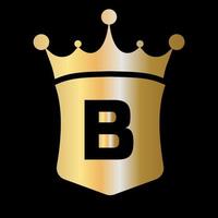 modèle de vecteur de logo de couronne et de bouclier de lettre b avec symbole de concept de luxe