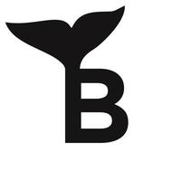 lettre b modèle de conception de logo de baleine signe vectoriel