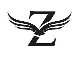 lettre z logo aile pour le transport, le fret, le modèle vectoriel de logotype de transport