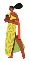 femme africaine tenant un nouveau-né, culture tribale vecteur