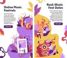 festivals de musique en ligne, site Web des dates des festivals de rock vecteur