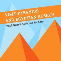 exposition du musée égyptien, visitez la bannière des pyramides vecteur