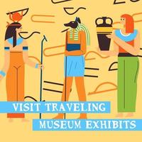 visiter les expositions itinérantes du musée, la bannière égyptienne vecteur