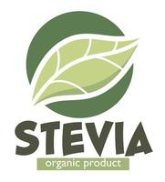 produit biologique stevia, logo ou étiquette de feuille vecteur