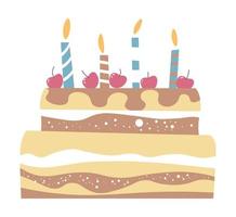 gâteau d'anniversaire savoureux avec des cerises et des bougies vecteur